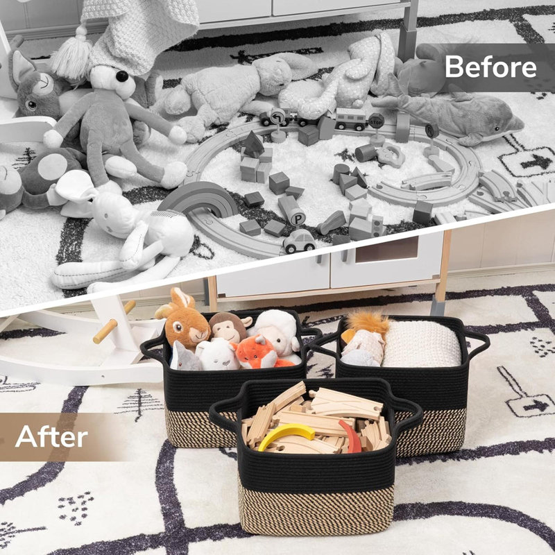 Storage Bins - Towel, Book, Cloth, Shoes, Closet Shelf Woven Baskets For Office, Baby Laundry