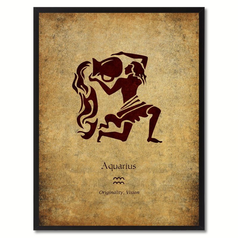 Aquarius Horoscope Astrology, reproduction brune sur toile avec cadre photo, 28 x 37, H 37 po x l 28 po