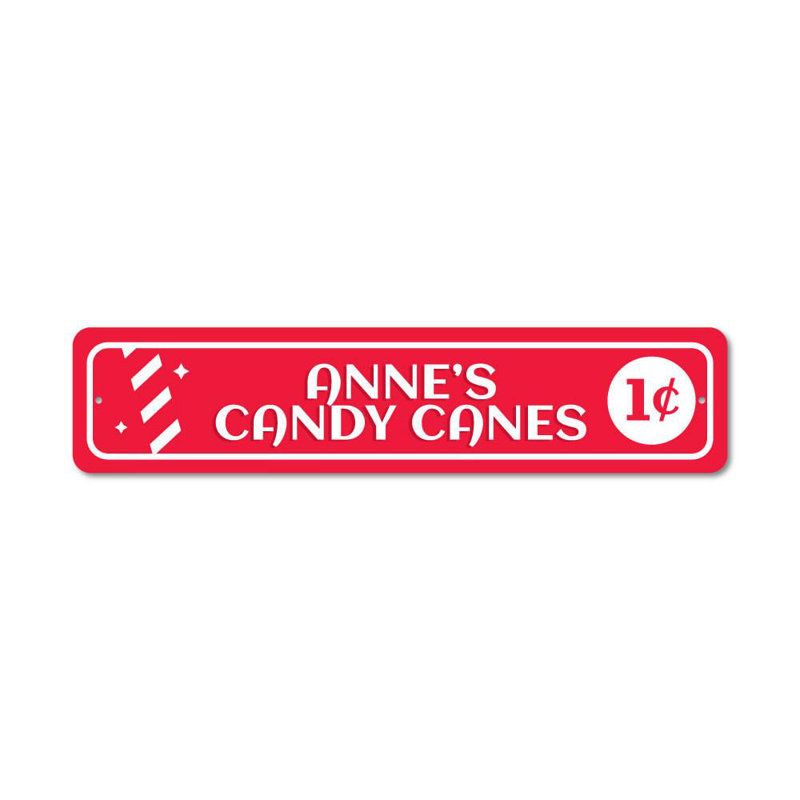 Enseigne en aluminium 1 Cent Candy Canes, H 4 po x l 18 po x P 0,04 po