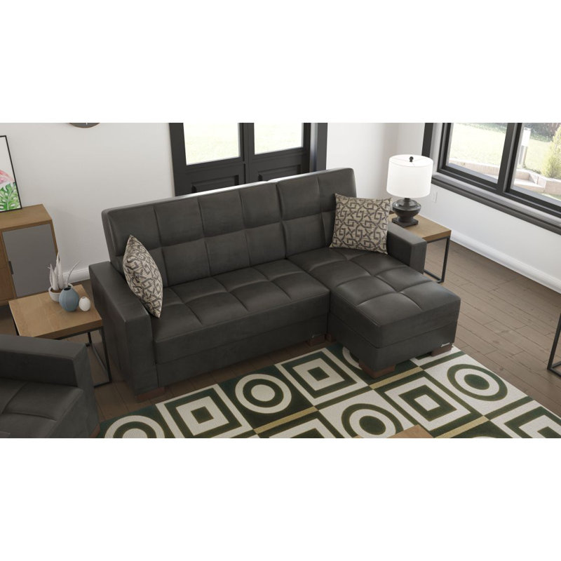 Chaise longue convertible avec rangement Primenest Nimbusflow, Noir