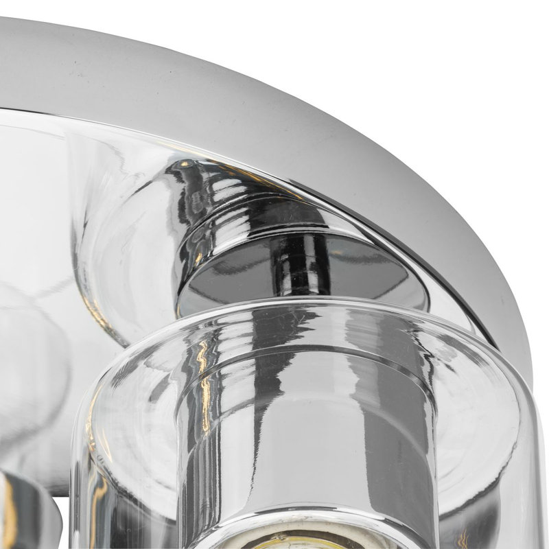 Bromwich Glass Flush Mount, Clear, Polished Chrome