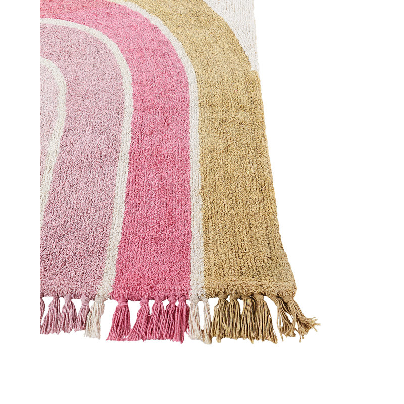 Leilani Rectangle 140 cm x 200 cm Arc Cotton Hand Tufted Area Rug, Beige/Yellow/Pink