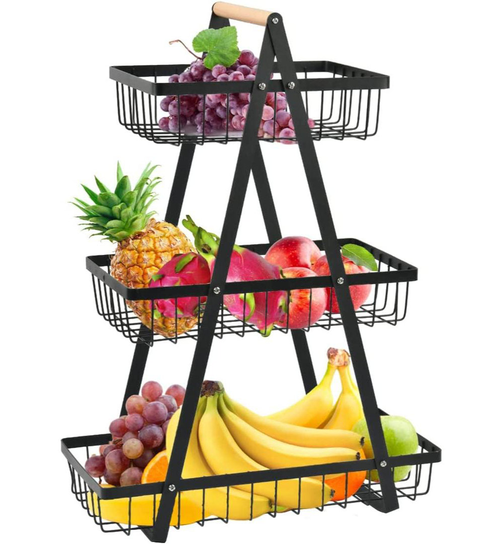 3-Tier Fruit Basket, Fruit Bowl Holder Bread Basket Vegetable Rack, Detachable Fruit Holder For Fruit, Vegetables, Snacks In Home, Kitchen Office,With