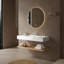 Lede 48" Bathroom Vanity , Wall-mounted Floating White Rectangular Engineered Stone Basin Without Faucet, Striped Shelves Layer, Nature Oak