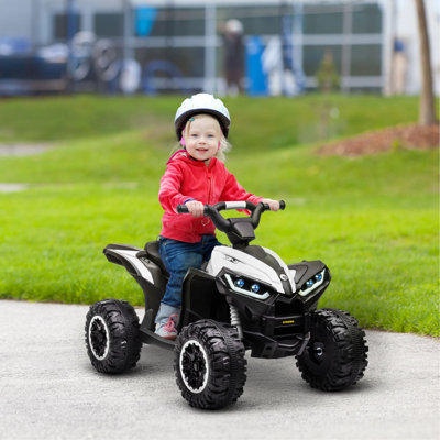 12V  ATV Quad Car With Forward & Backward Function, Four Wheeler For  With Wear-Resistant Wheels, Music, Electric Ride-On ATV For Toddlers Ages 3+ Years Old, White