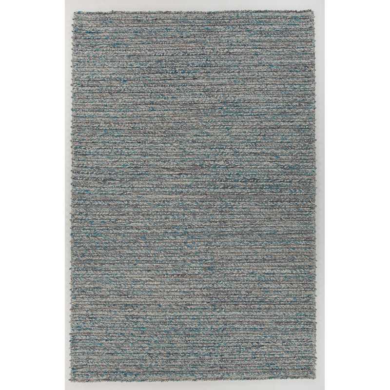 Tapis bleu / beige en laine fait à la main Aranda, Rectangle 5 pi x 7 pi 6 po