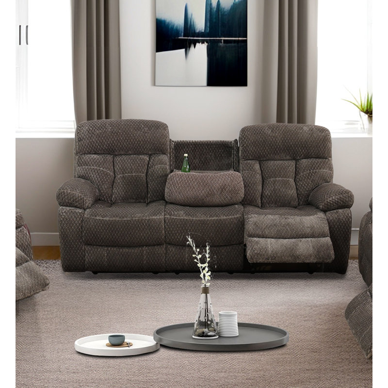 Canapé inclinable en microfibre brun foncé