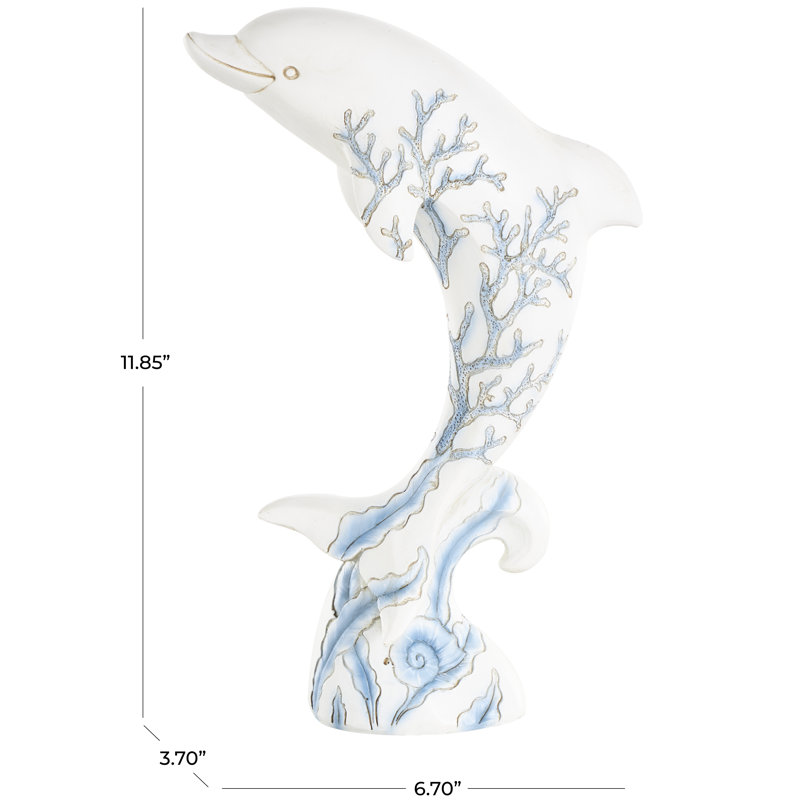 Sculpture blanche Alidiya Polystone Curved Dolphin