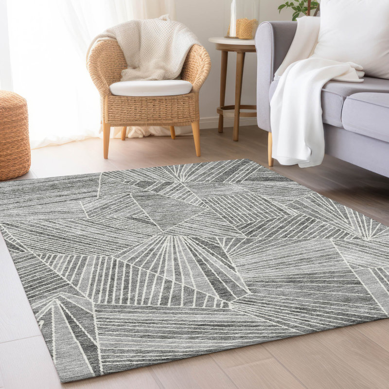Premium Machine Washable Prisco Gray Rug, Rectangle 8' x 10'