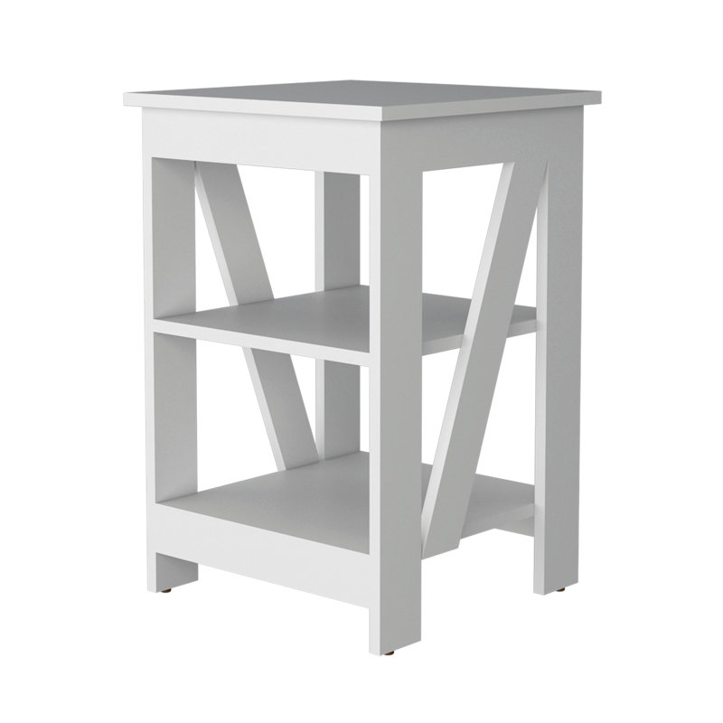 Table d'appoint Clio, avec deux tablettes, Blanc