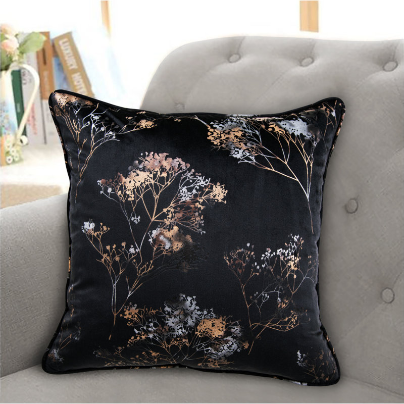Cooksville Floral Square Cushion, Black