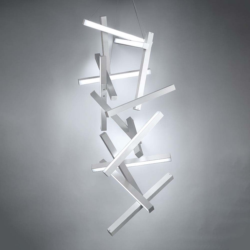 Chaos 15 - Light Chandelier, Brushed Aluminum