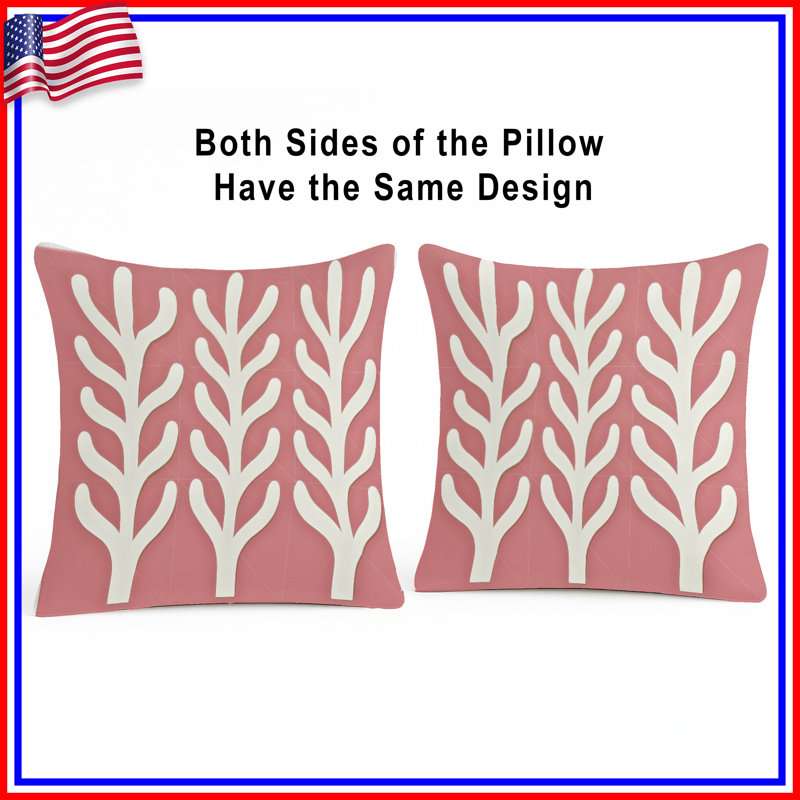 Botanical Throw Pillow, Abstract Double Sided Pillows, Square 20", Pink Abstract