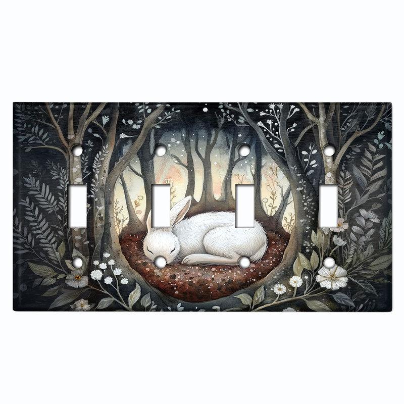 Couvercle de plaque d'interrupteur en métal; Bascule à 4 bandes US Standard - Lapin endormi, # 4 Quad bascule