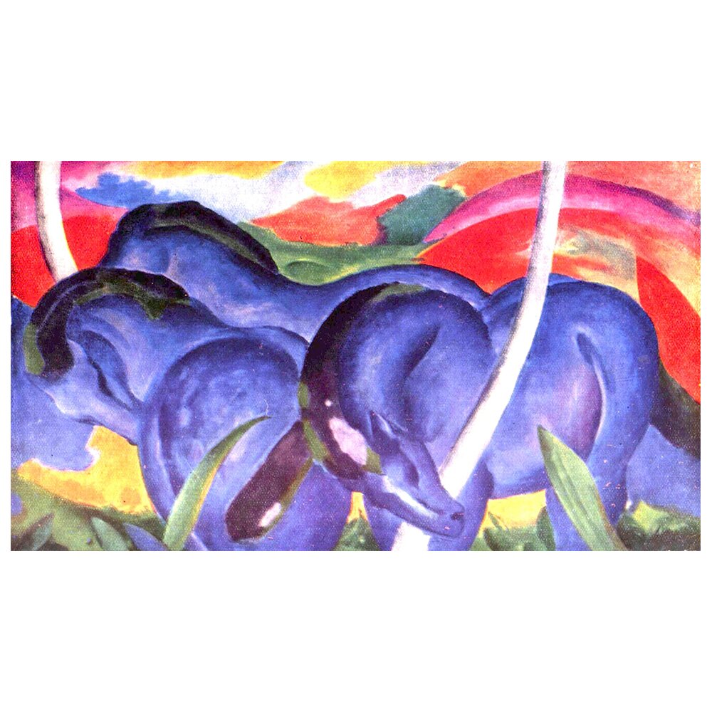 Leinwandbild Die großen blauen Pferde von Franz Marc, Kunstdruck