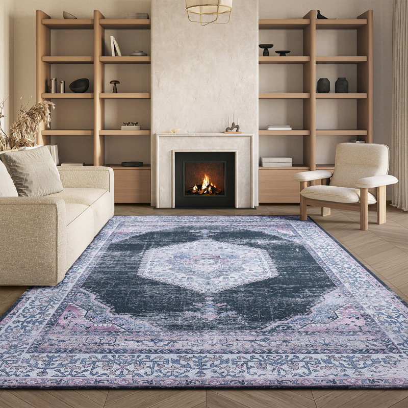 Tapis oriental noir et beige, Rectangle 8 pi x 10 pi