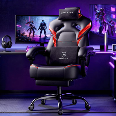 GTPLAYER Adjustable Faux Leather Swiveling PC & Racing Game Chair