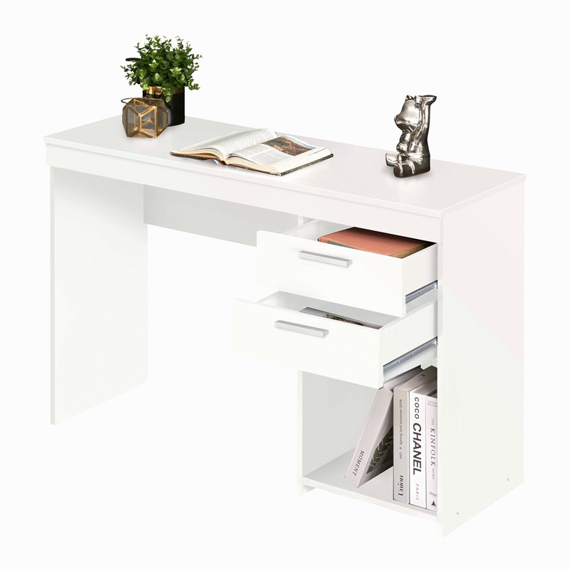 Poste de travail à domicile avec rangement, Blanc