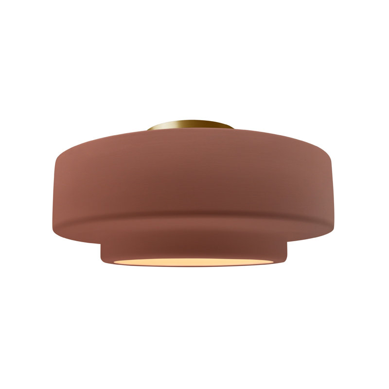 Plafonnier semi-encastré Radiance, H 7,25 po x l 14,5 po x P 14,5 po, Argile Canyon, Laiton brossé