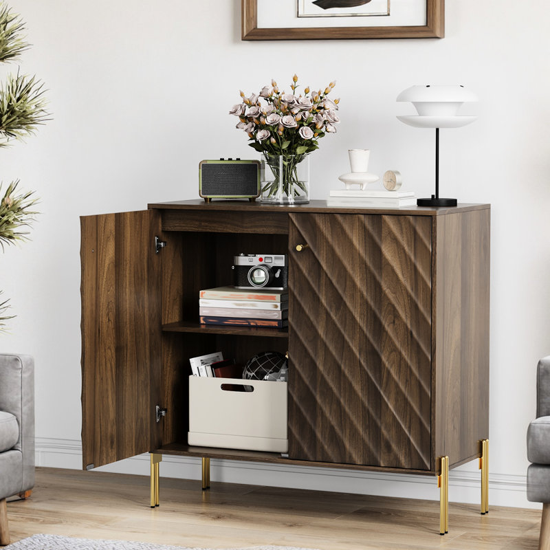 Buffet en noyer avec rangement pour la cuisine et le vestibule - fleurs de table spacieuses, tablettes réglables