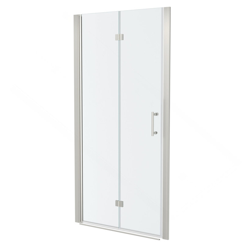 Porte de douche pliante sans cadre avec verre trempé l 32 po x H 72 po, 1/4 po (6 mm), Silver