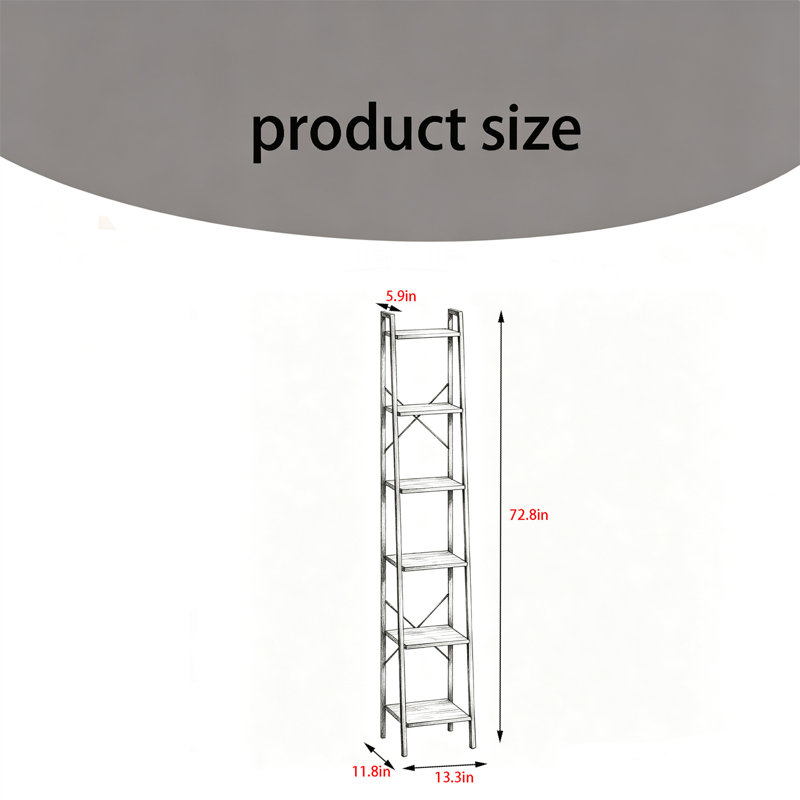 Corner Shelf, Ladder Bookshelf, Freestanding Corner Storage Rack, Grey