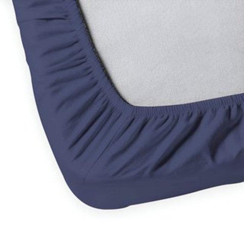 400TC Sateen Solid Cotton Fitted Sheet Fits Upto 8" Deep Pocket, Twin Fitted Sheet, Navy Blue