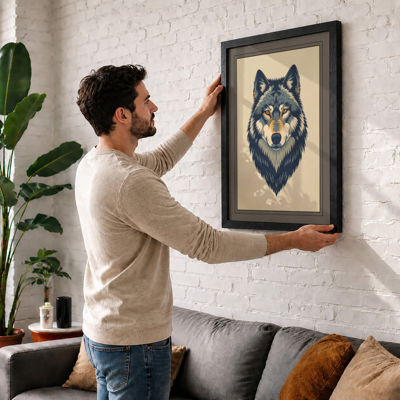 Forward Wolf Boho - Framed Print, Unframed, A2 - 59.4 x 42.0 cm