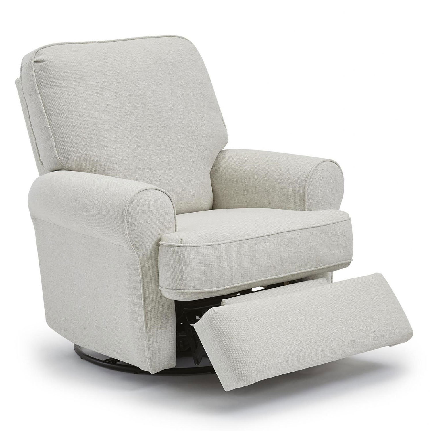 Aubry Upholstered Swivel Reclining Glider, Snow Ivory Performance