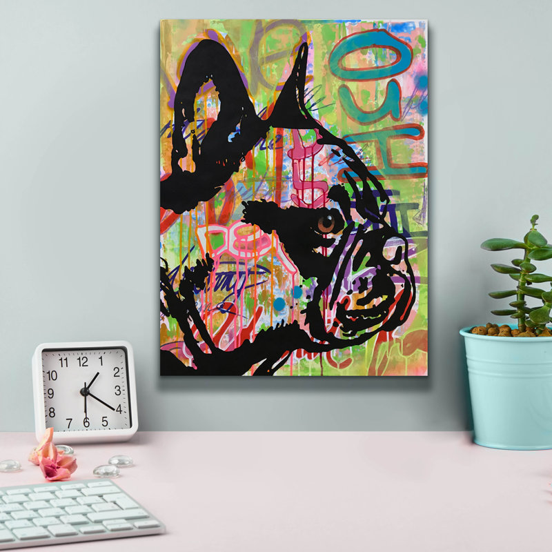 «Indelible Frenchie» par Dean Russo Studios, art mural sur toile, H 16 po x l 12 po x P 0,75 po