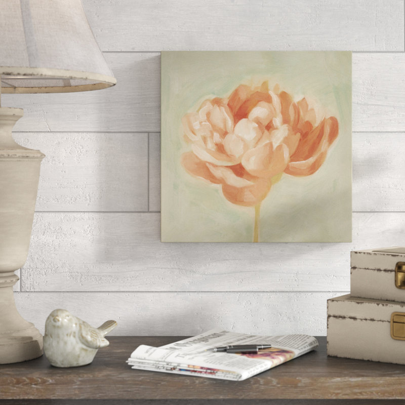 « spring pivoine i », peinture sur toile tendue, H 18 po x l 18 po x P 2 po