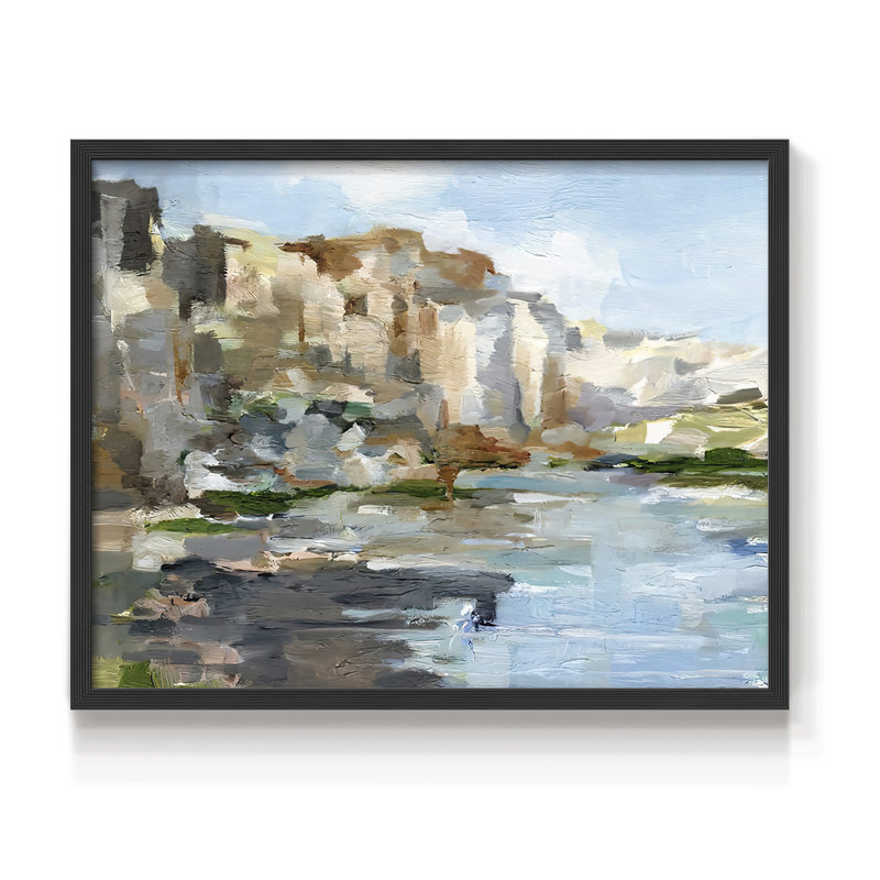 Falaises de l'Ouest I - reproduction encadrée - réarmable, H 8 po x l 10 po, Noir, noir, noir, noir
