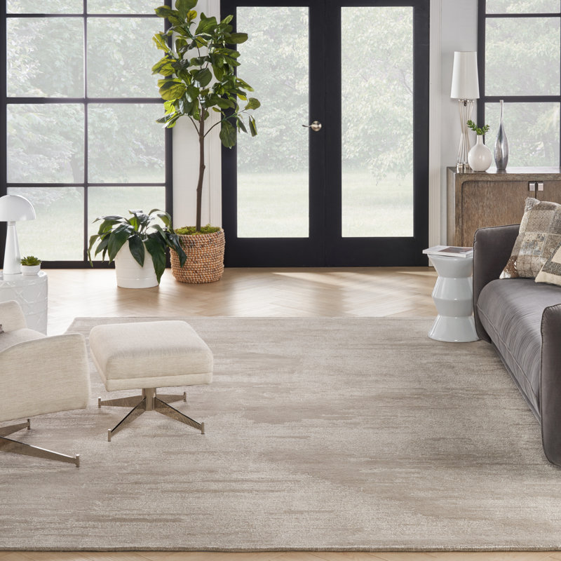 Laurene Abstract Area Rug in Taupe/Ivory, Rectangle 8'6" x 11'6"