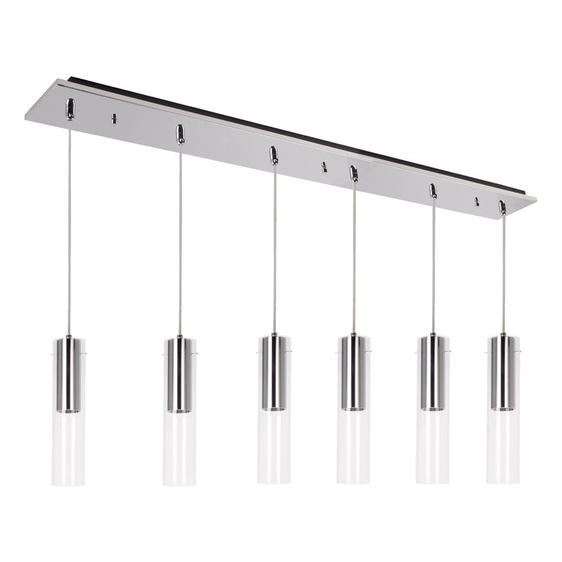 Lena LED Pendant, Chrome, 6 Lights, 50 W