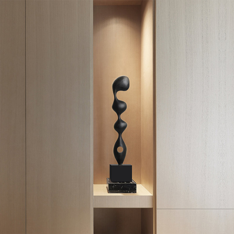 Black Free Form Solid Wood Decorative Object