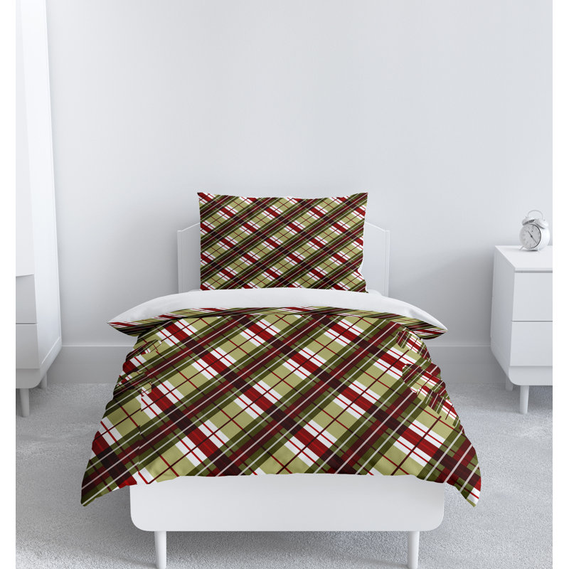 Checkered Duvet Cover, King Duvet Cover + 2 King Shams