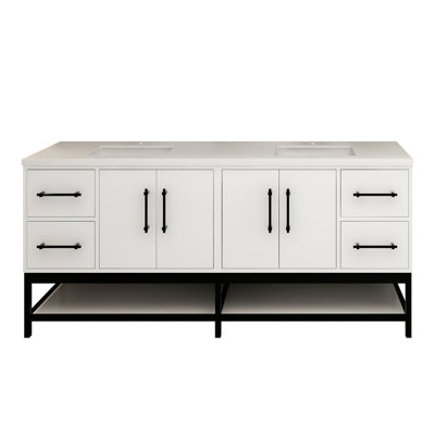 Victoria Wall-Mounted Vanity with Double Reinforced Acrylic Sink & Rack
