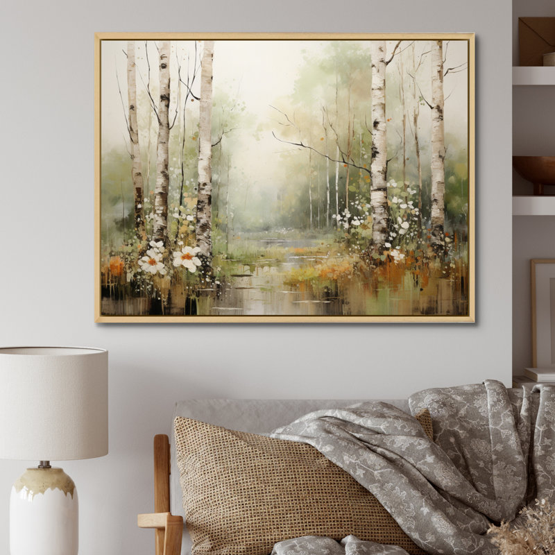 Blumenfeld Minimalism Forest Woods II - Print, 34" H x 44" W x 1.5" D, Natural Floater Framed