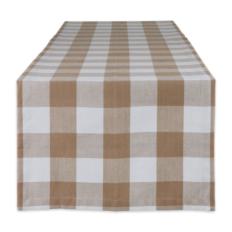 Wausa Gingham 100% Cotton Table Runner, 72" x 14", Green