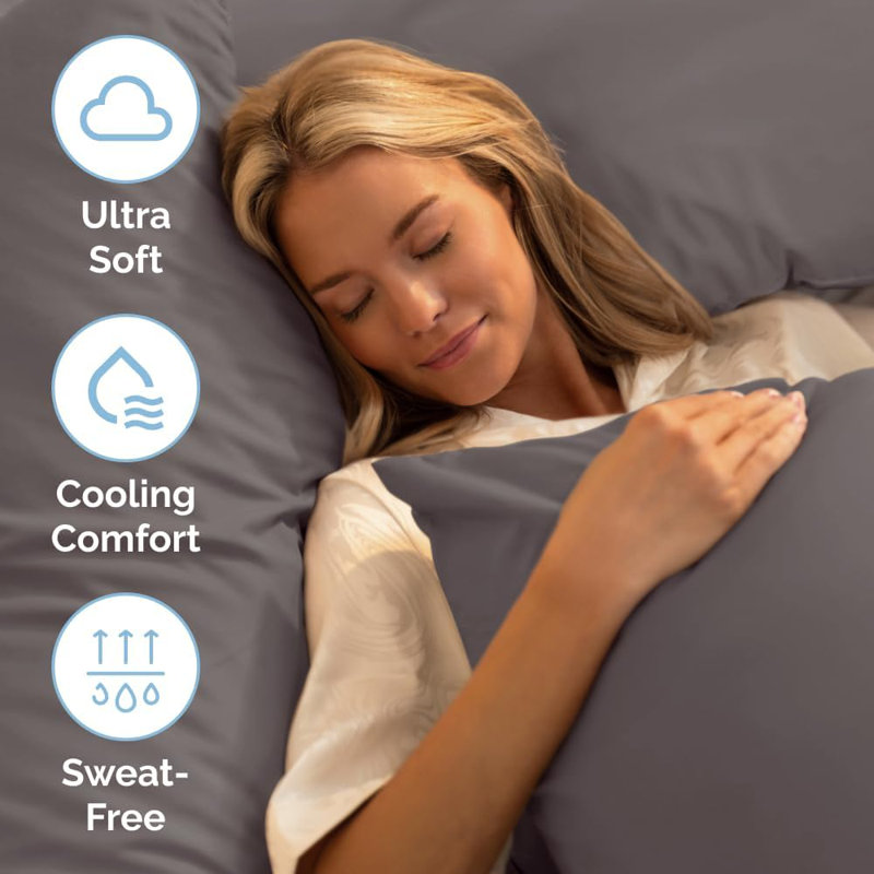6 Piece Sheet Set, Soft Cooling Bed Sheets, Breathable & Wrinkle Free, Hotel Luxury Bedding, Dark Gray