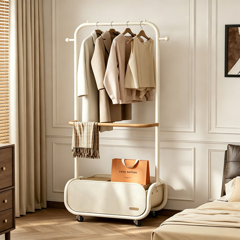 Entryway Coat Rack Storage Organizer, Cream