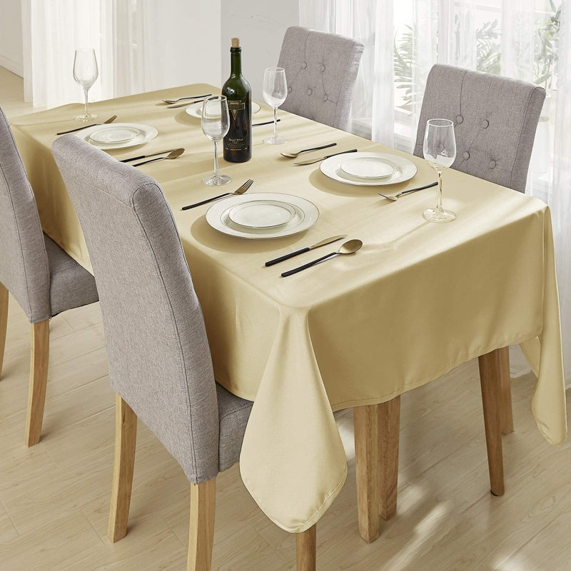 Olvan Rectangle Solid Colour Polyester Tablecloth, Cream