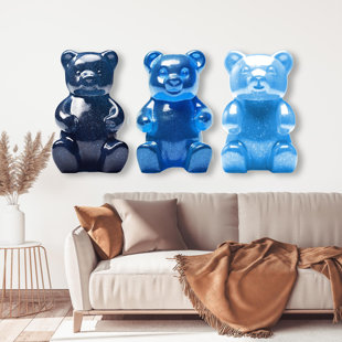 Oliver Gal Shades of Blue Gummy Bear Set Bright - Die-Cut Acrylic Glass Sculpture