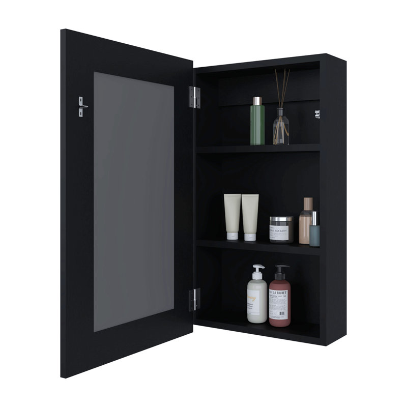 Pharmacie avec miroir inclus, Noir mat