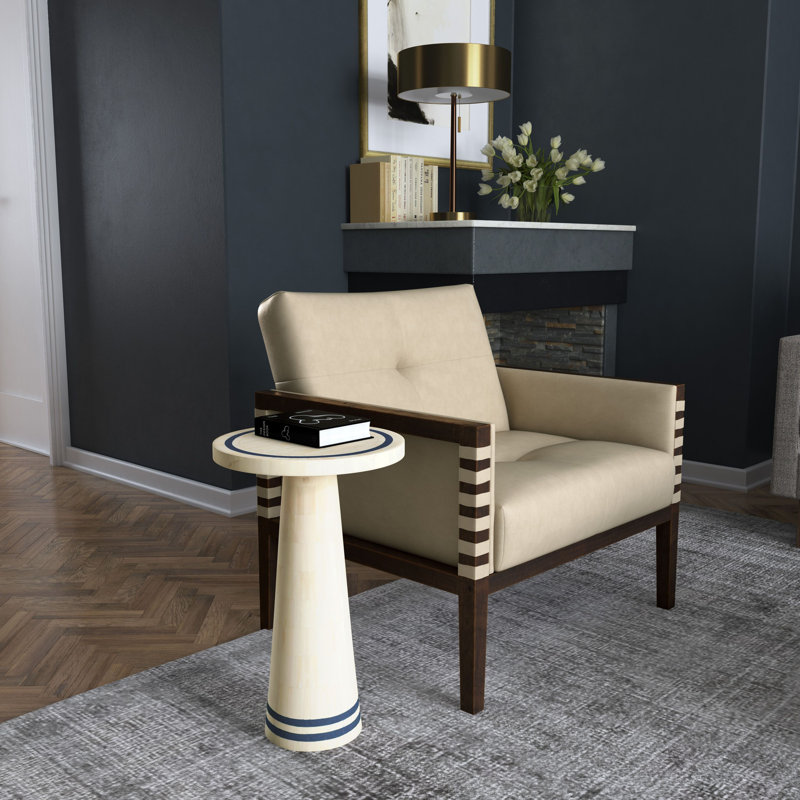 Calliope 31" Side Chair, Gray Genuine Leather