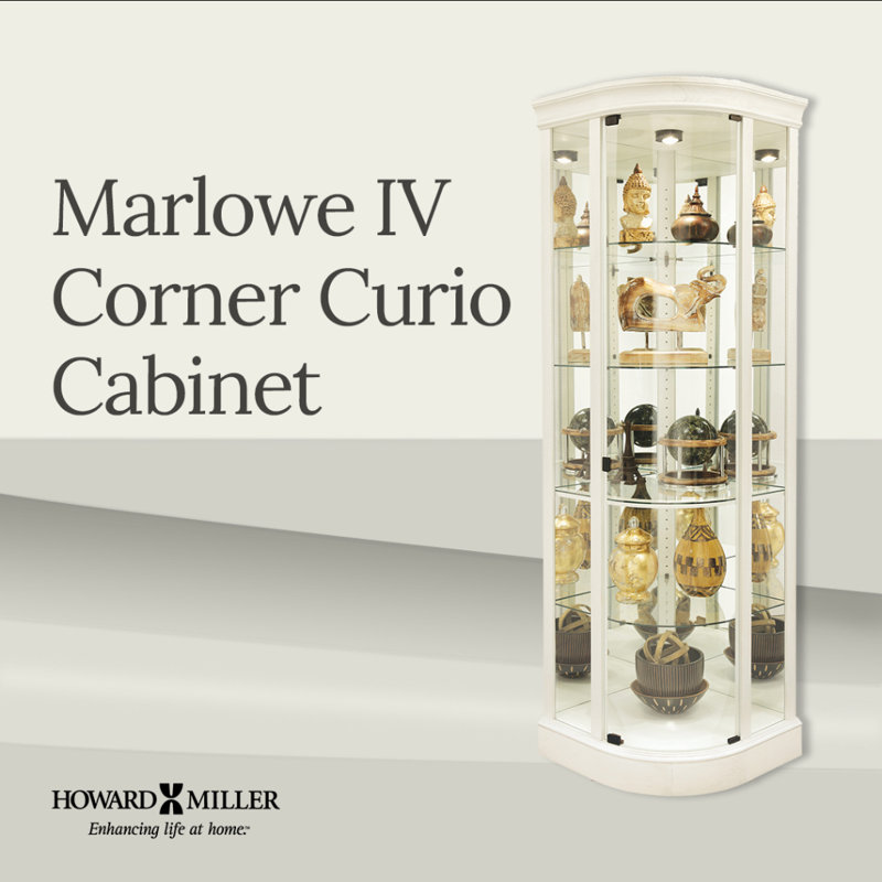 Marlowe Lighted Curio Cabinet, Aged Linen
