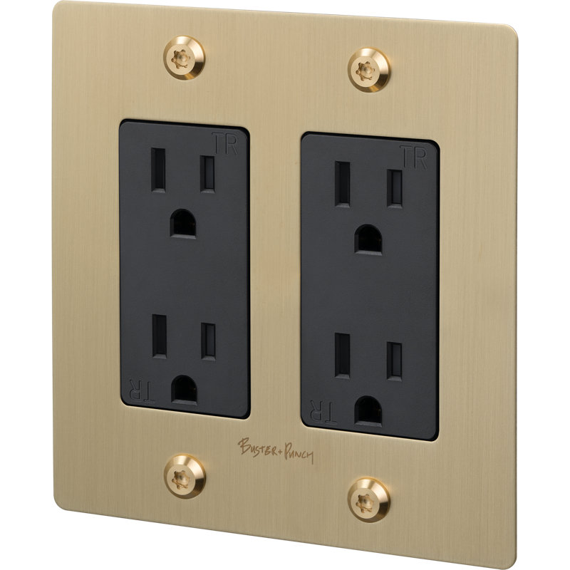 2G Duplex Outlet / Cross / With Logo, Black