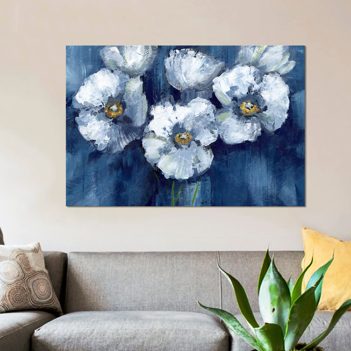 Blooming Poppies par Nan - Estampe numérique sur toile tendue avec châssis, H 8 po x l 12 po x P 0,75 po, Toile tendue