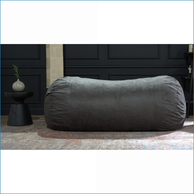 Fauteuil à billes cylindrique en suède 8 pieds pour adultes Jasper | Gris anthracite | Microfibre