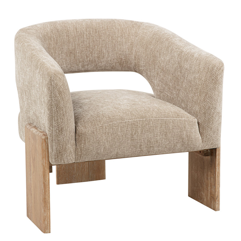 Tess Accent Chair In Modern Manchester Beige On Solid Wood, Beige